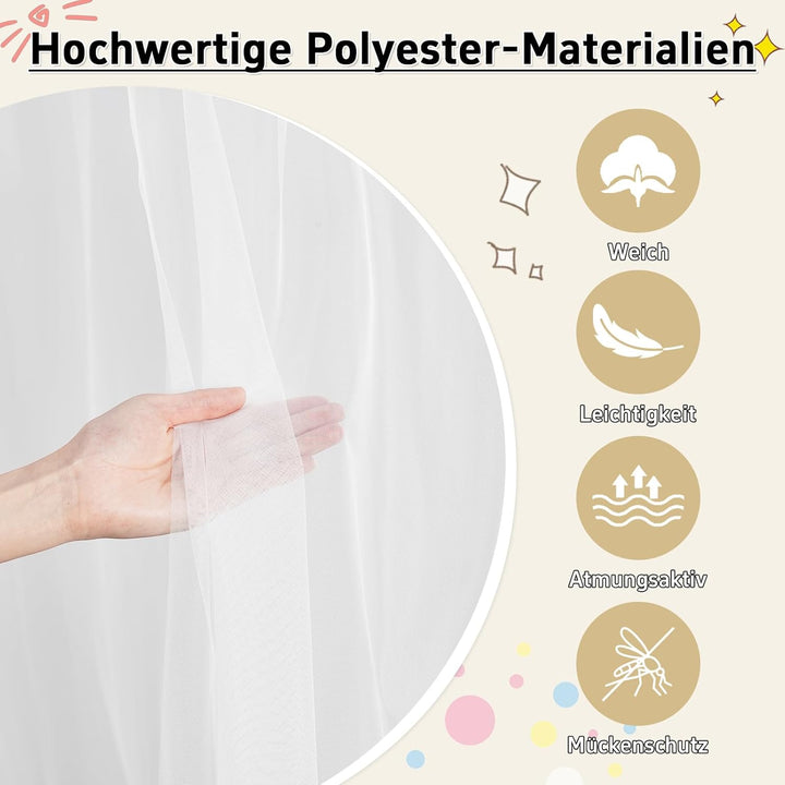 GFCC Prinzessin Himmelbett Vorhänge,Weiss Betthimmel für Mädchen Moskitonetz,Prinzessin Baldachin fü