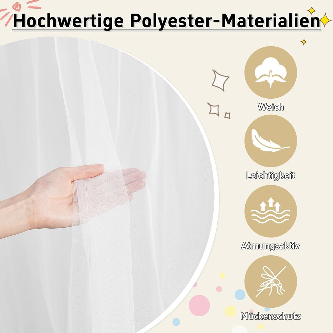 GFCC Prinzessinnen Bettvorhang für Hausbett mit dreieckigem Dach, Weiss Himmelbett Moskitonetz Balda