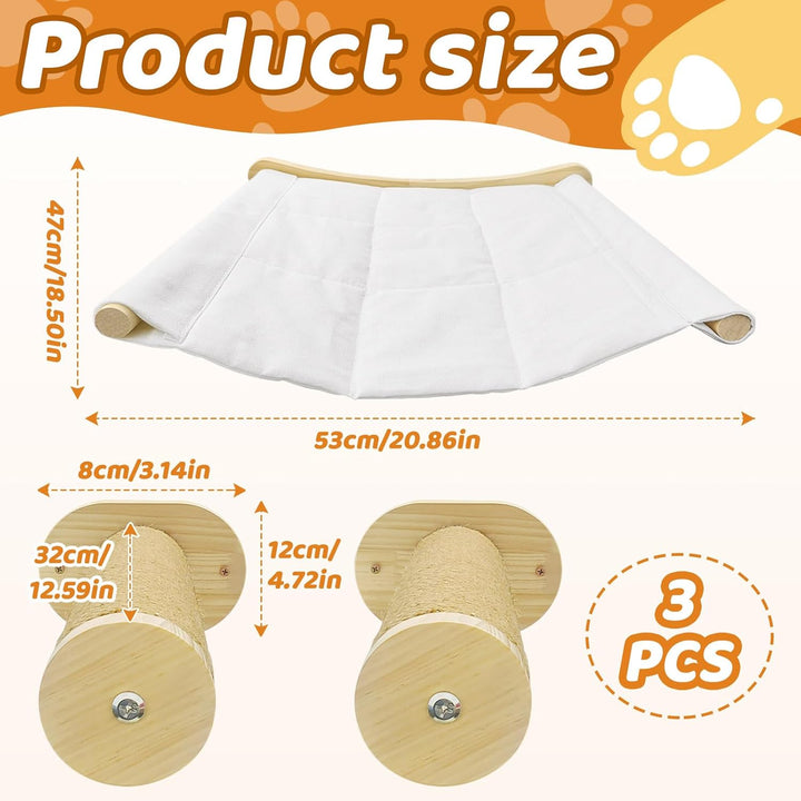 Katzen Kletterwand Set,Kletterwand Katzen XL Extra Stabil und Gross,Katzenhängematte & 2 Katzenleite