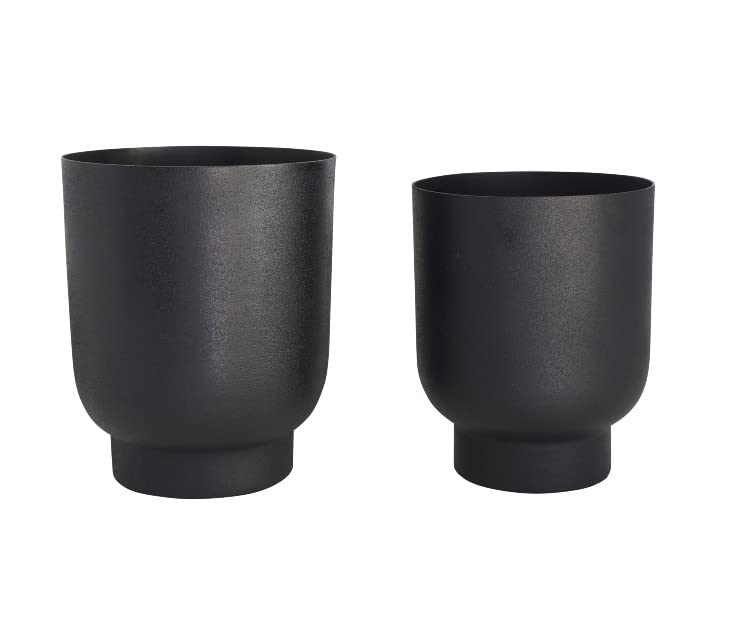 LaLe Living Blumentopf 2er Set Ayaz in Schwarz, Ø13/15 cm