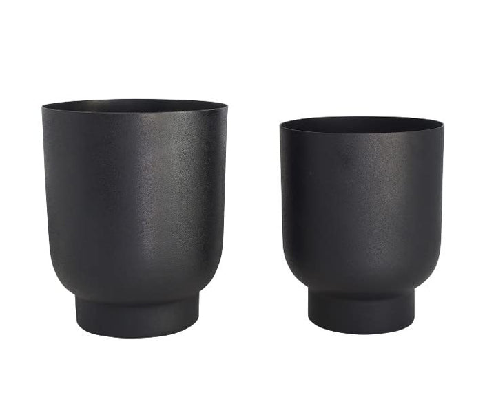 LaLe Living Blumentopf 2er Set Ayaz in Schwarz, Ø13/15 cm