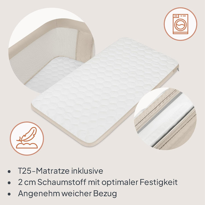 Lionelo Pari Beistellbett 3in1, 6-Fach höhenverstellbar mit Neigungsverstellung für Boxspringbett, a