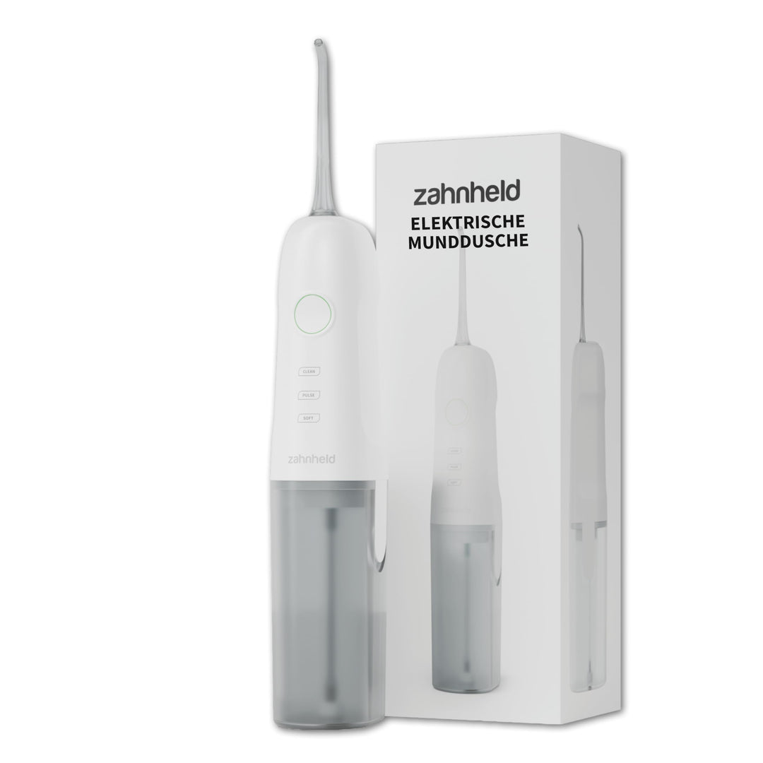 Zahnheld® Munddusche AQUADENT | Kabellos | Für unterwegs und zu Hause | Water Flosser | Fördert eine