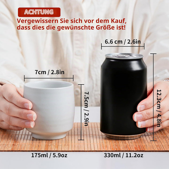 TEANAGOO Chinesische Teetassen, 165 ml, Ruware, Elfenbeinweiss, 4 Stück/Box, TC07, asiatische Teetas