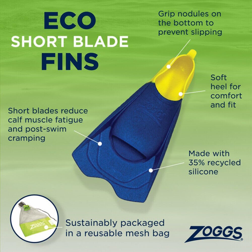 Zoggs Short Blade Eco Fins Flossen, Blau/Gelb (Mehrfarbig)