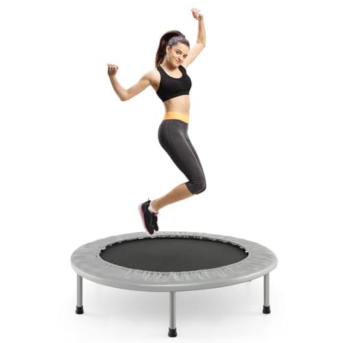 FANTASK φ97cm Mini Trampolin, Fitness Trampolin faltbar, Kindertrampolin bis 150kg belastbar