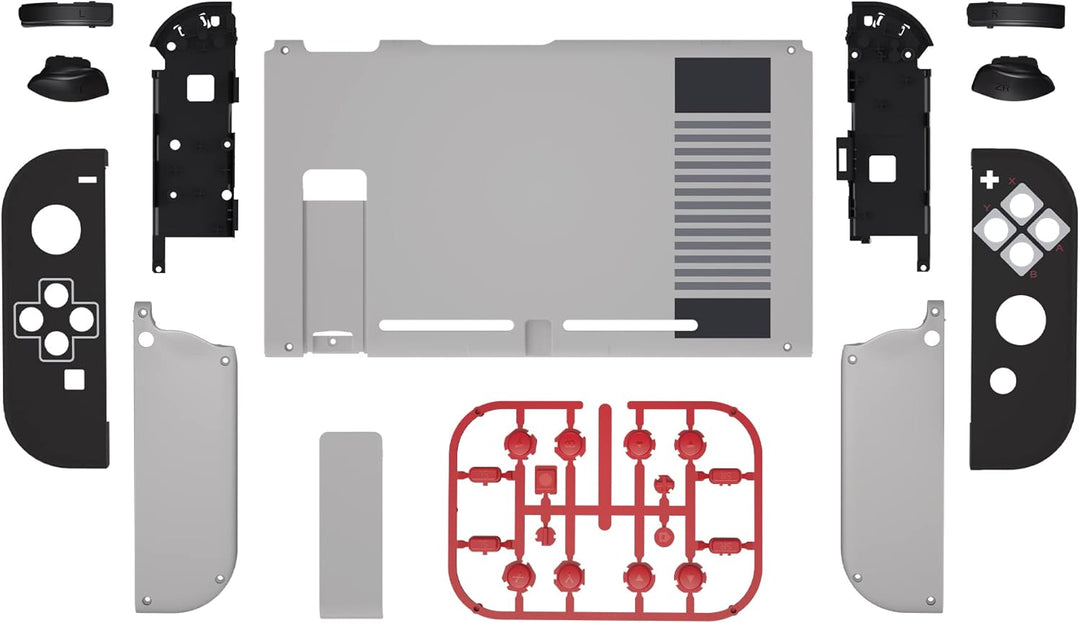 eXtremeRate Hülle Case für Nintendo Switch Joycon/Konsole, Rückgehäuse&Kickstand für Switch Console,
