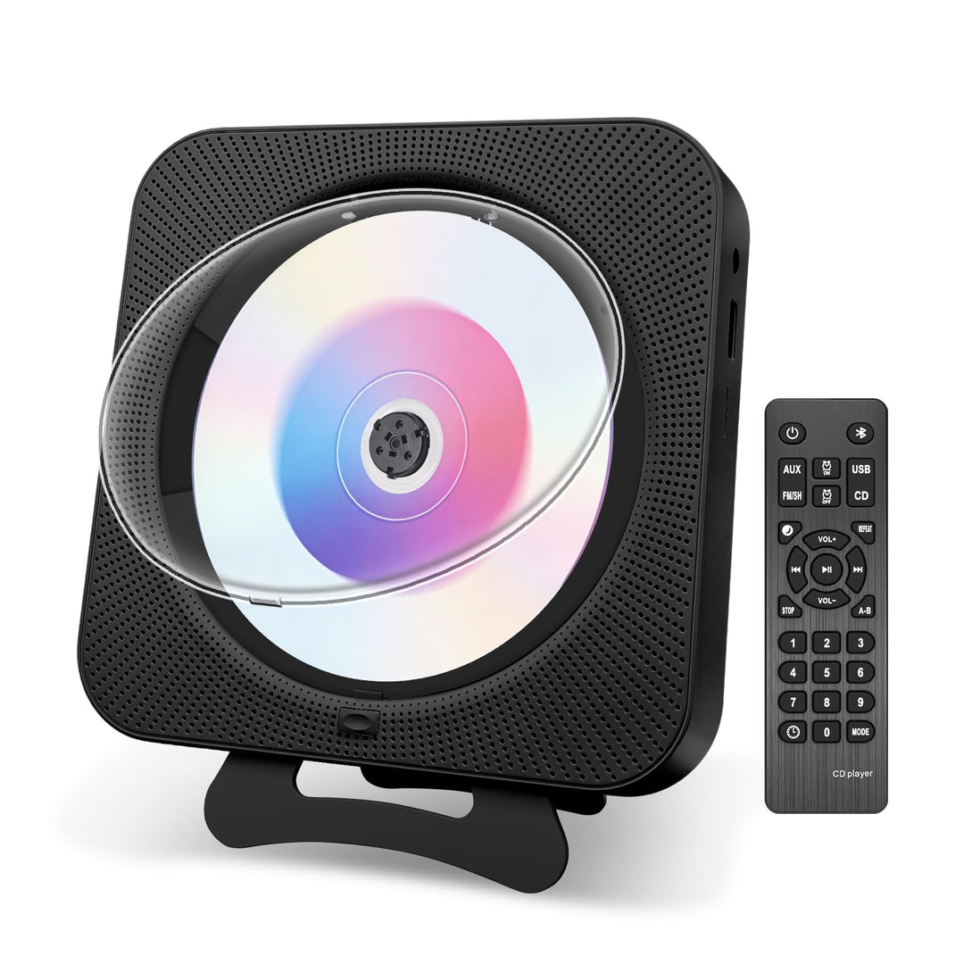 Tragbarer Desktop-CD-Player mit mit Staubschutz – Wandmontierbarer CD Player Bluetooth Eingebaute Do