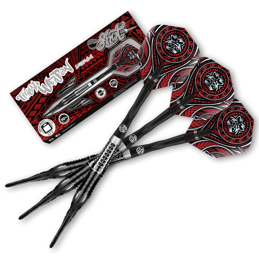 Shot Soft Darts Tribal Weapon Savage 90% Tungsten Softtip Darts Softdart Dartpfeile Set 18 Gramm, 18