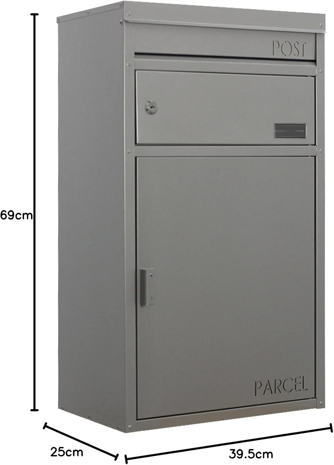 Paket-Briefkasten Safepost 45 silbergrau Design-Paketkasten moderne Paketbox RAL 9006