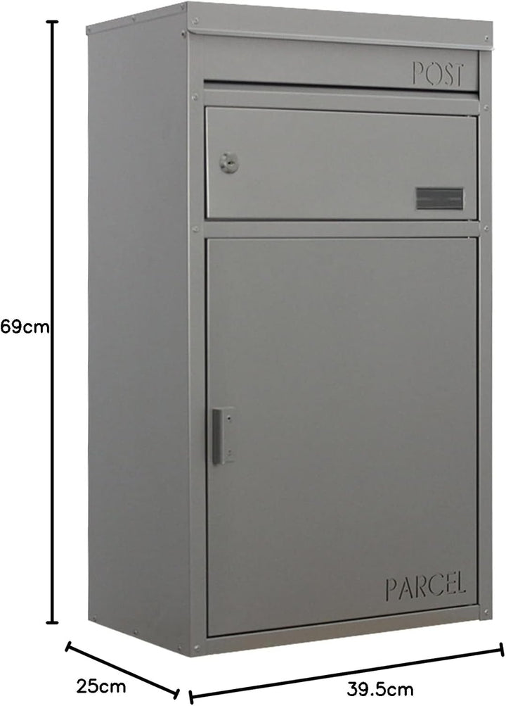 Paket-Briefkasten Safepost 45 silbergrau Design-Paketkasten moderne Paketbox RAL 9006