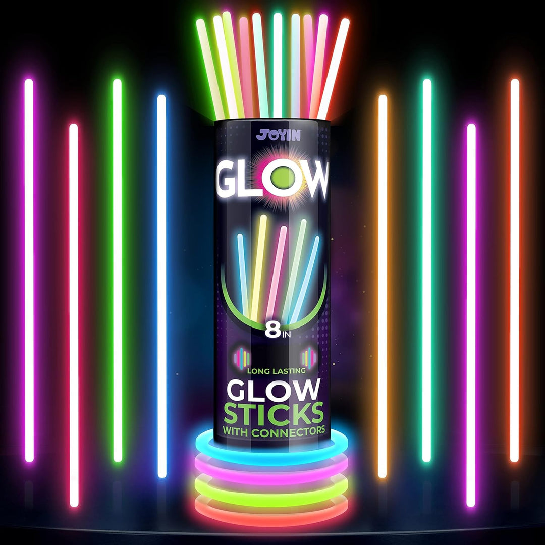 JOYIN 200pcs 20.3 cm Knicklichter party set, Neon Leuchtstäbe Party Deko, Leuchtstäbe Kinder , Party