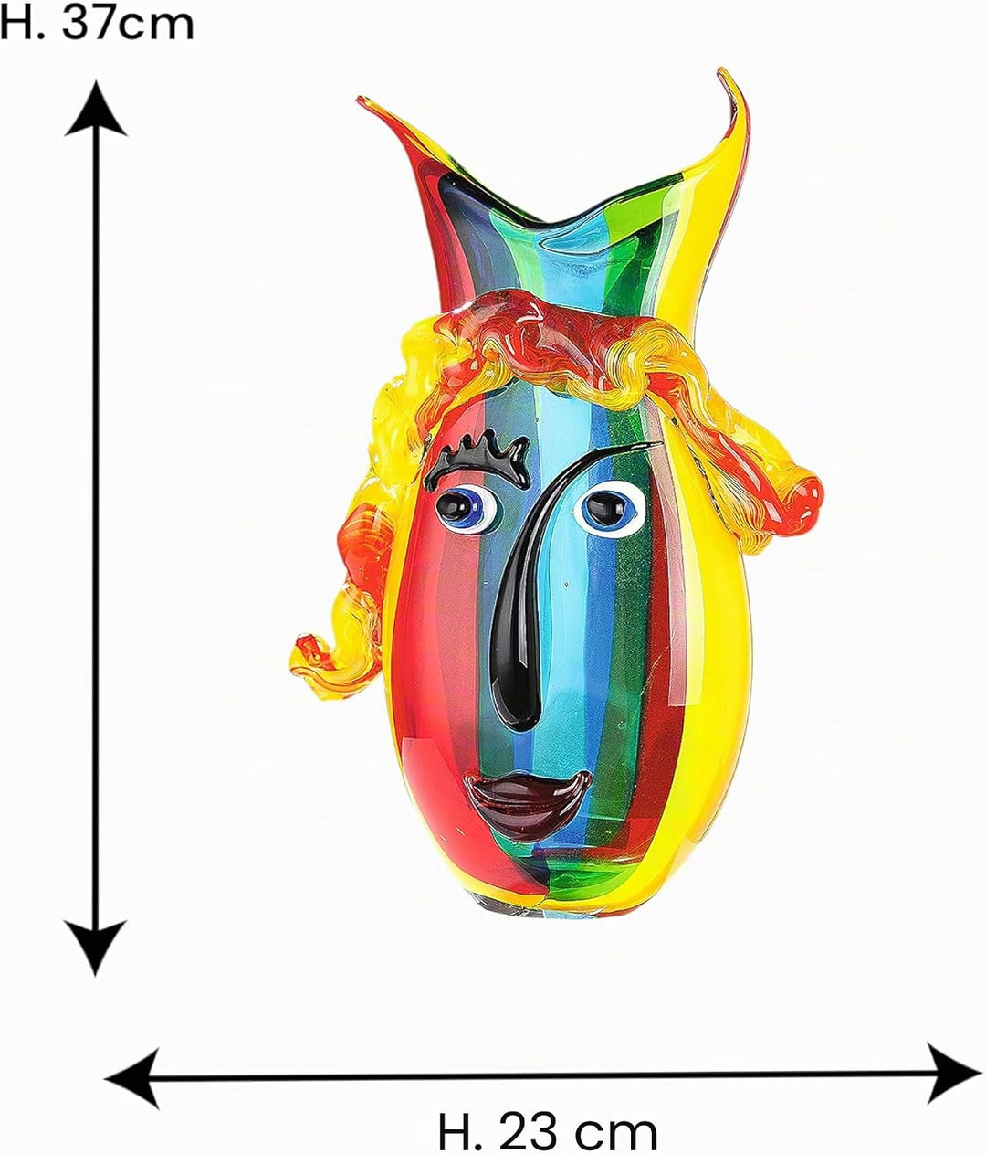 GILDE GLAS art Design Vase - Geschenk für Frauen - handgefertigt H 37 cm 5_mehrfarbig, 5_mehrfarbig