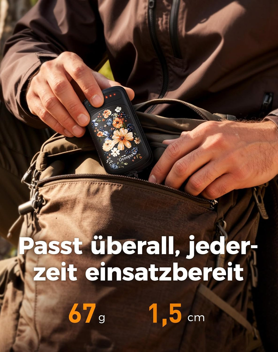 OCOOPA Handwärmer Elektrisch, Beidseitige Erwärmung, 2s Sofortwärme, 8 Std. Laufzeit, 67g leicht, Wi