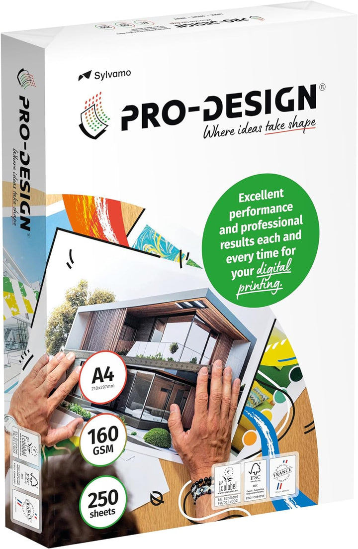 Pro Design 10260059101 Farblaserpapier, A4, 160 g, 250 Blatt, weiss