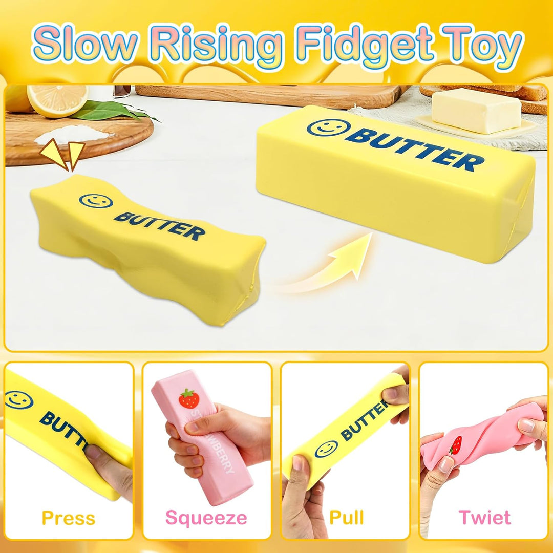 4 Stück Set Dumpling Squishy + Butter Squishy, PU Material Sensorisches Spielzeug mit Aufbewahrungsb