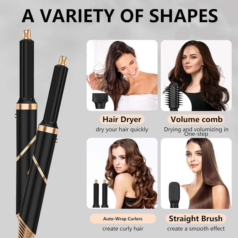 TANSHINE 5 in 1 Hairstyler Auto Air Styler Set, Leicht und Faltbar Haarstyler Heissluftbürste Fföhnb