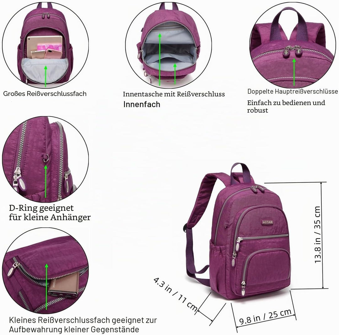 AOTIAN Frauen Rucksack Klassische Leichte Kleine Tagesrucksack Damen Nylon City Pack Jugendliche Läs