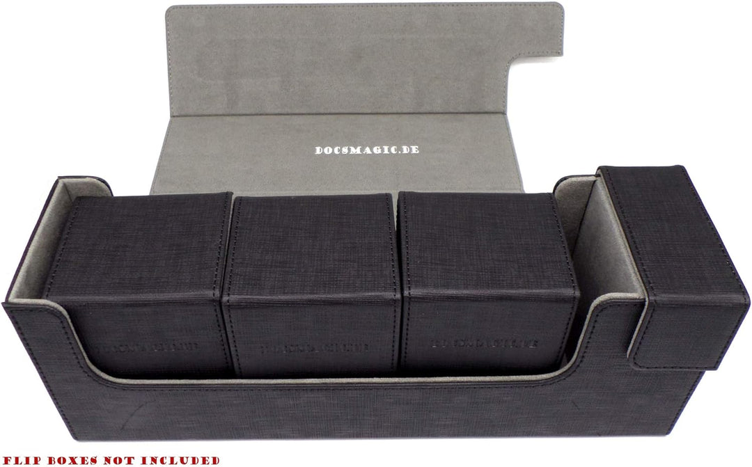 docsmagic.de Premium Magnetic Tray Long Box Black Medium - Card Deck Storage - Kartenbox Aufbewahrun