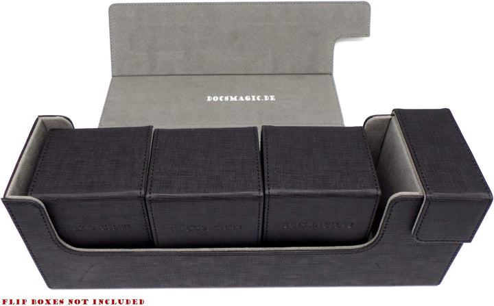 docsmagic.de Premium Magnetic Tray Long Box Black Medium - Card Deck Storage - Kartenbox Aufbewahrun