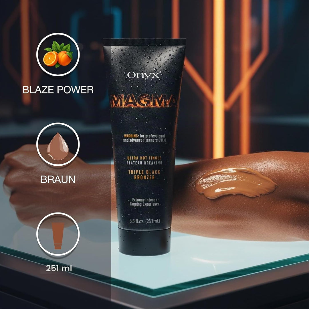 Onyx Magma Solarium Creme mit Bräunungsbeschleuniger und Tingle Effekt - Ultra Hot Triple Black Bron