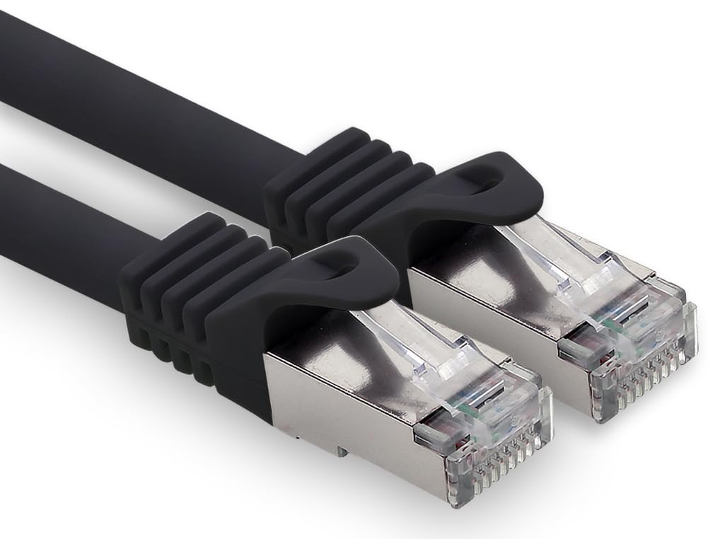 LAN Kabel 20m Cat7 Schwarz 1x Netzwerkkabel Ethernet RJ45 10 Gbit/s SFTP Patchkabel für Router Modem