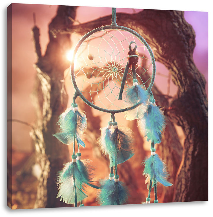Pixxprint Dreamcatcher, Format: 70x70 auf Leinwand, XXL riesige Bilder fertig gerahmt mit Keilrahmen