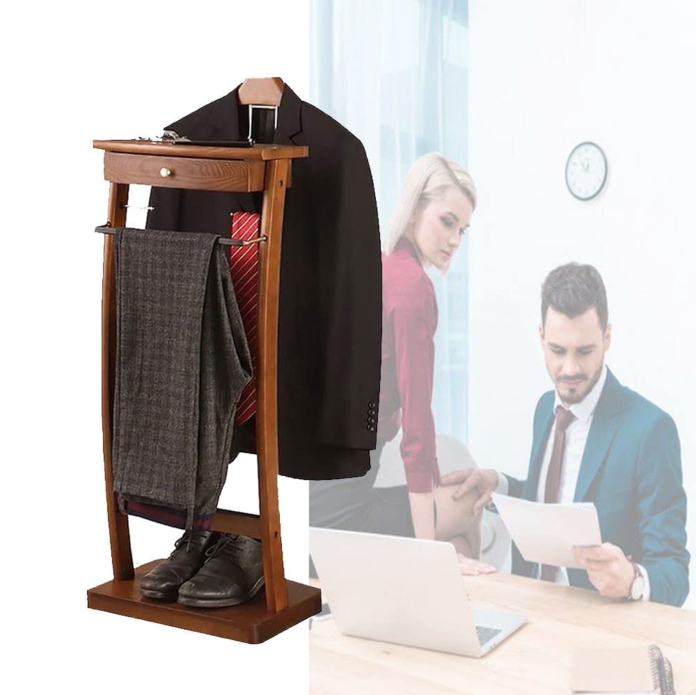 Herrendiener Stummer Diener mit Ablage aus Holz, Garderobe Kleiderständer Damendiener Kleiderstange