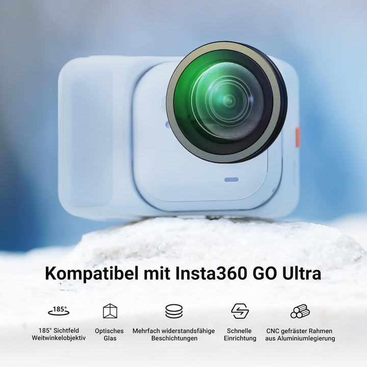 NEEWER Weitwinkelobjektiv kompatibel mit Insta360 GO Ultra, 185° FOV, mehrfachvergütetes HD Optische