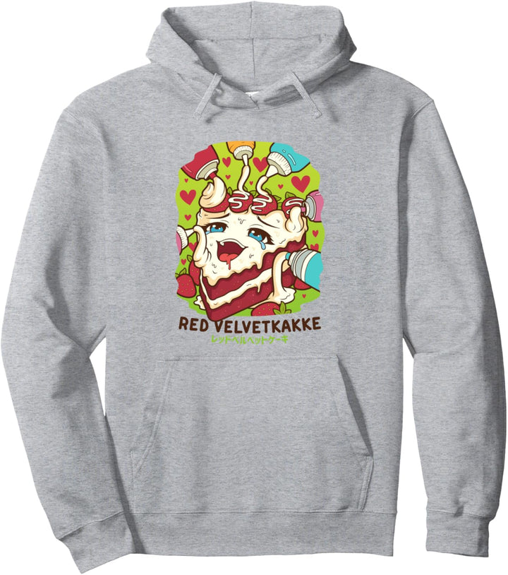 Lustiges freches Foodie Pun Kawaii Rote Samtkakke Japanisch Pullover Hoodie
