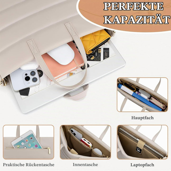 RAINYEAR 13-14 Zoll Damen Laptoptasche Aktentasche für Macbook Notebook Chromebook, Elegante Tasche