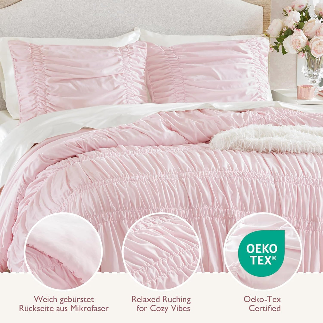 Sedefen Seersucker Bettwäsche 135x200 Rosa Mädchen Aesthetic clean Girl Bettwäsche Set Shabby Chic F