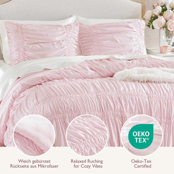 Sedefen Seersucker Bettwäsche 135x200 Rosa Mädchen Aesthetic clean Girl Bettwäsche Set Shabby Chic F