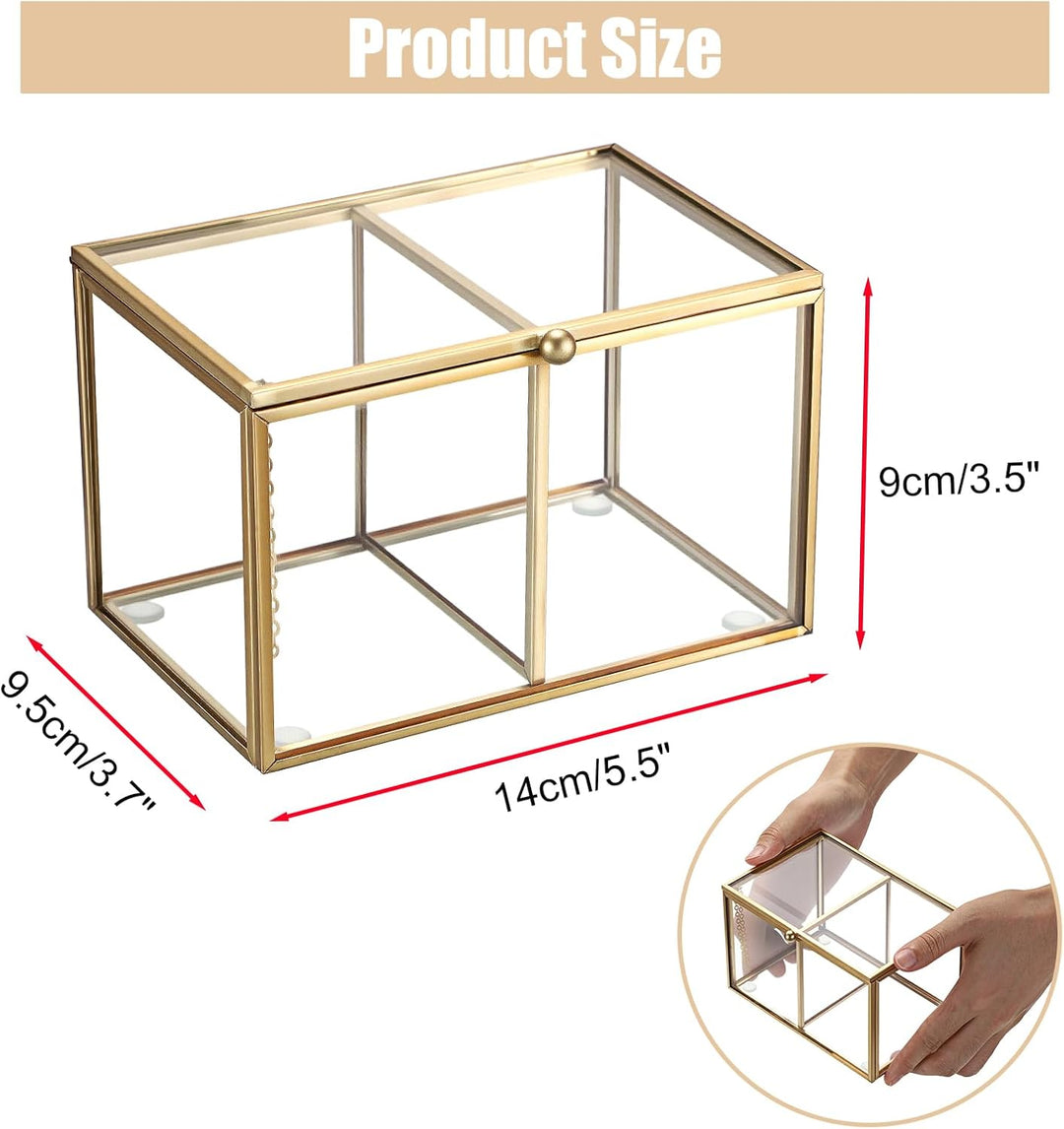 Wattestäbchen Behälter Wattepadspender aus Glas Schminktisch Wattepads Organizer 2 Fächern Make Up B