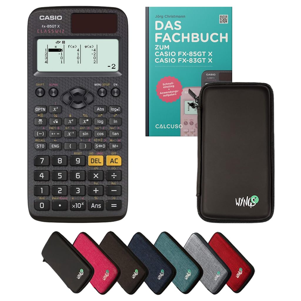CALCUSO Standardpaket: Casio FX-85GT X Technisch-Wissenschaftlicher Taschenrechner + WYNGS Schutztas