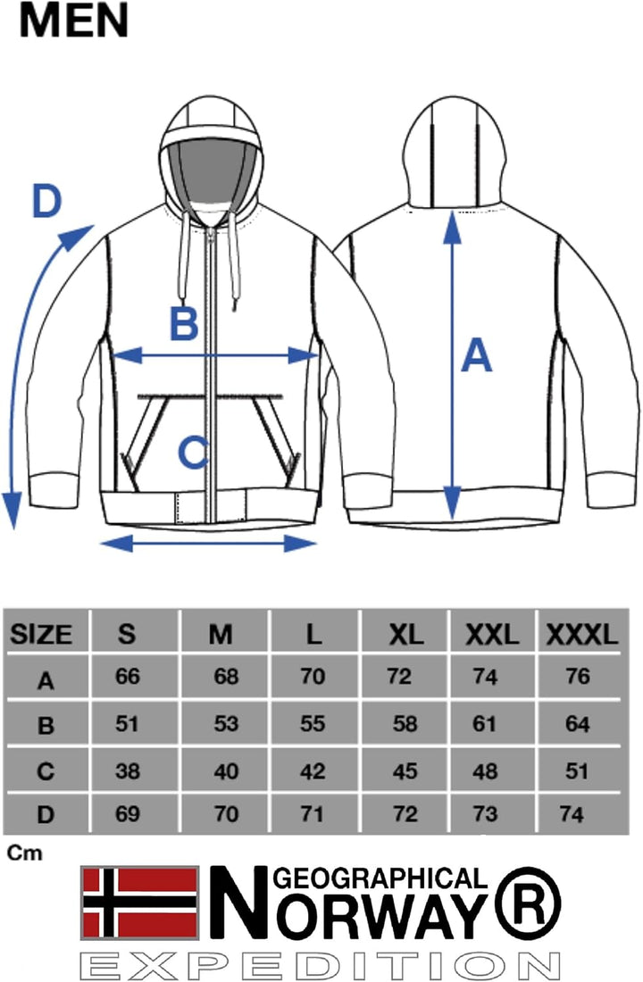 Geographical Norway GYMCLASS Men - Herren Kängurutasche Hoodie Sweatshirt mit Markenlogo und Langarm
