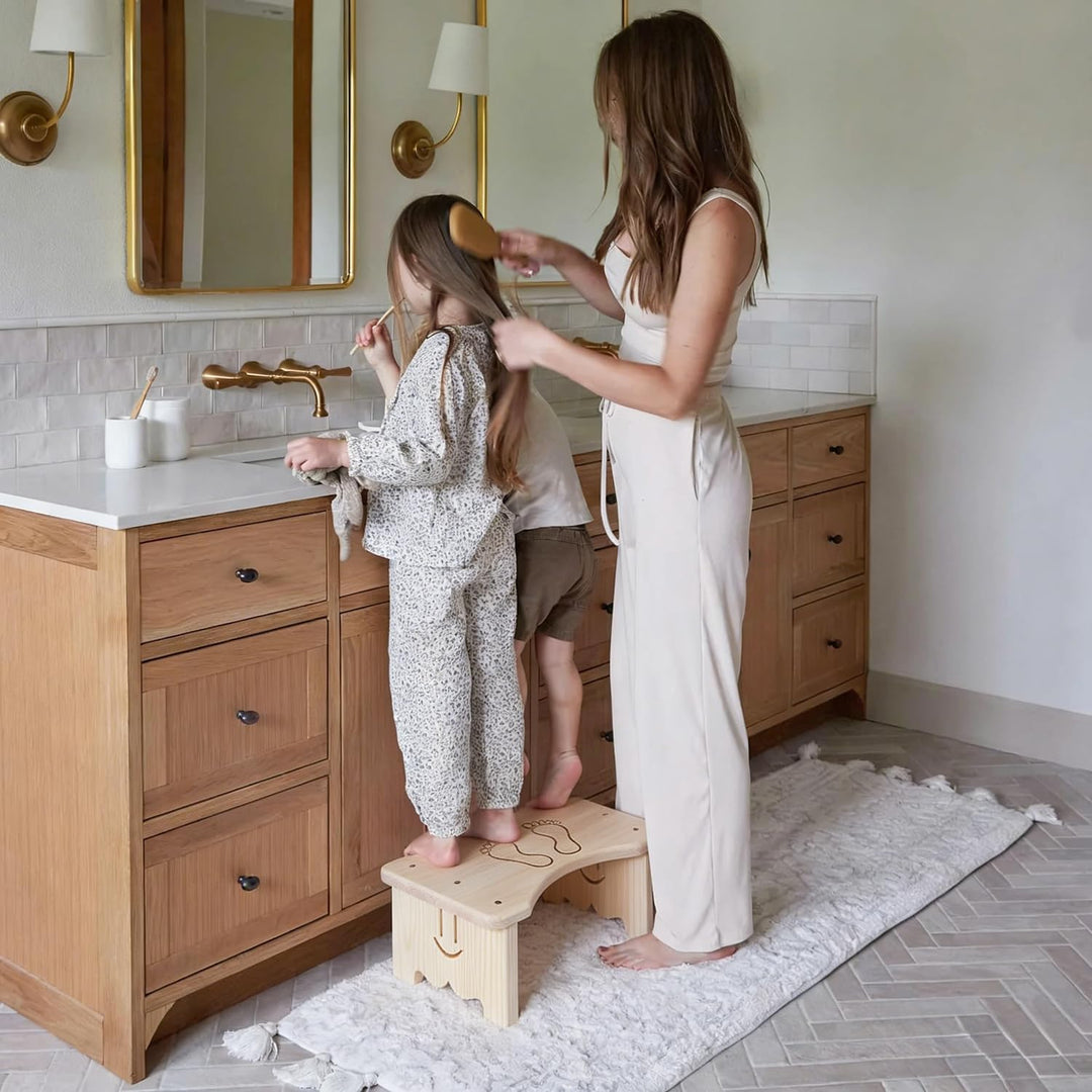 Toilettenhocker aus Holz für Erwachsene, Rutschfester Fussbank, Ergonomischer WC Hocker für Badezimm