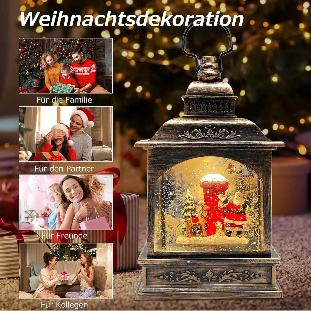 Marsyu Weihnachts Schneekugel Laterne, musikalisch beleuchtet mit Timer, rotierende Weihnachtsmann W
