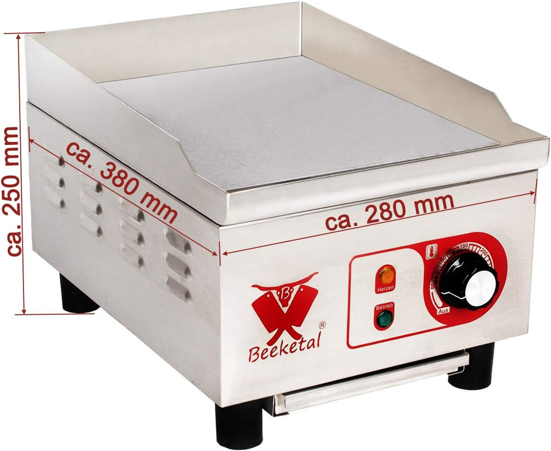 Beeketal 'BHGP-4' Profi Gastro Gusseisen Grillplatte elektrisch mit ca. 270 x 320 mm Grillfläche (gl