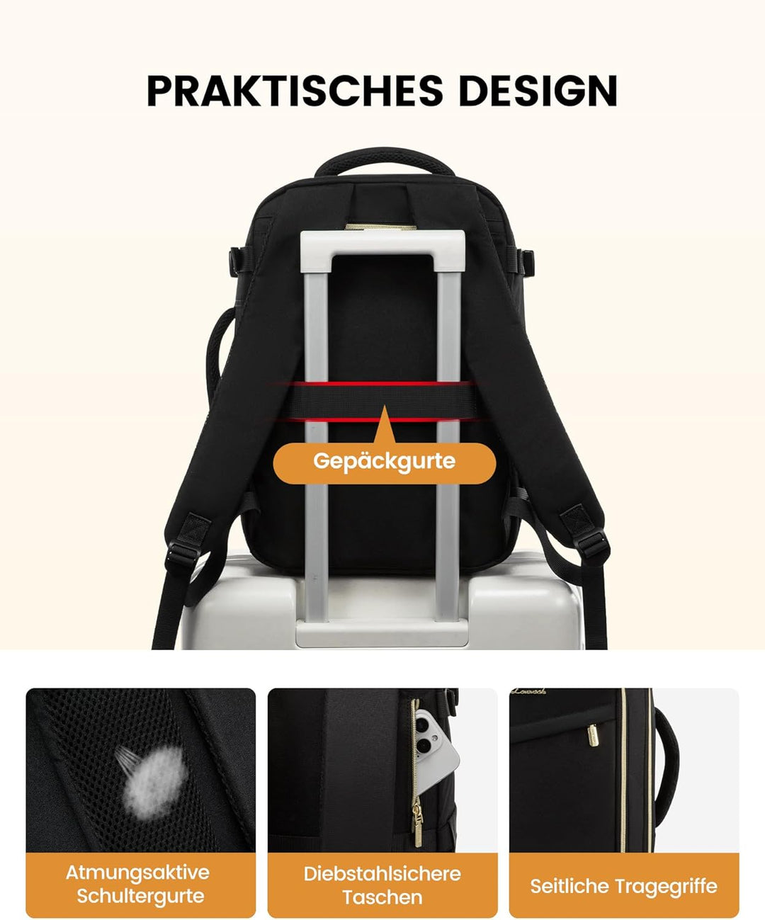 LOVEVOOK Ryanair Handgepäck 40x30x20, 24L Travel Handgepäck Rucksack für Damen und Herren, Ryanair R