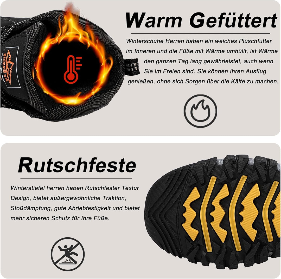 AX BOXING Winterschuhe Herren Gefüttert Winterstiefel Warm Wanderschuhe Draussen Winterboots Rutschf