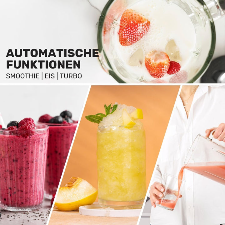 Taurus - Hochleistungs-Mixer mit 2000 W | Glaskanne 1,8 l | abnehmbare Edelstahlklingen | 2 automati