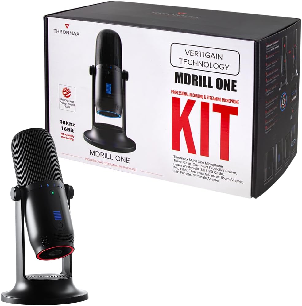 Thronmax Mdrill One (M2) Kondensator Mikrofon (Schwarz) für professionelle HD Aufnahmen (48kHz) in S