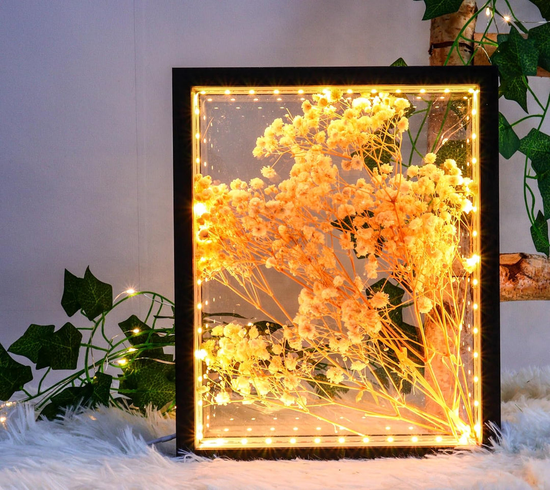 HanYun 3D Bilderrahmen Zum Befüllen mit LED-Lichterketten, 21.5X26.5cm Bilderrahmen Schwarz n tiefer