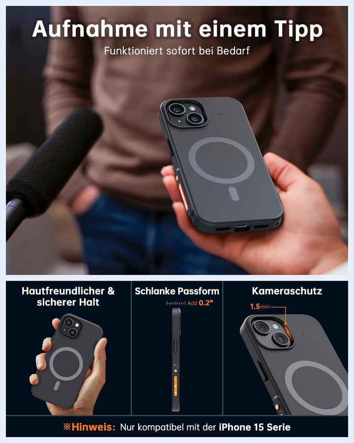 NUASI KI Digitales Diktiergerät mit Handyhülle, App-Steuerung, über 80+ Sprachen, Transkribieren und