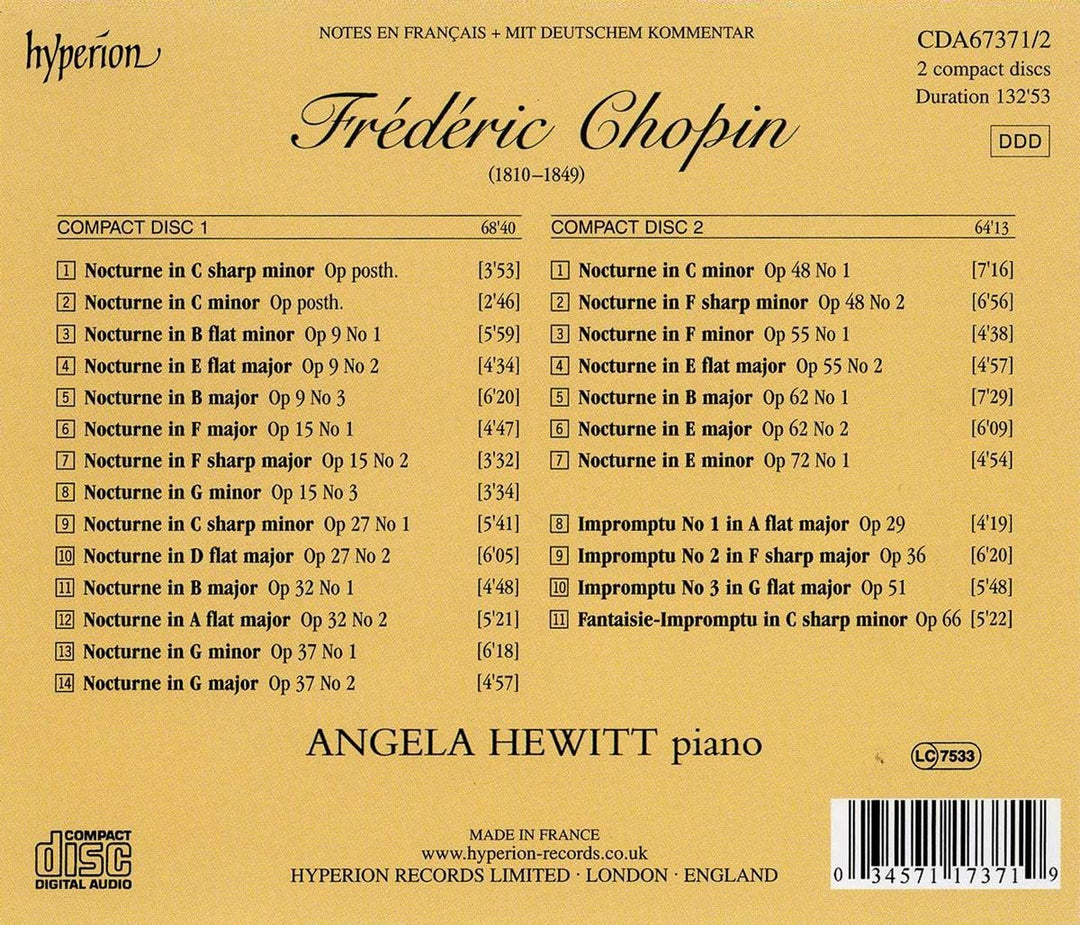 Frederic Chopin: Nocturnes & Impromptus, Audio-CD