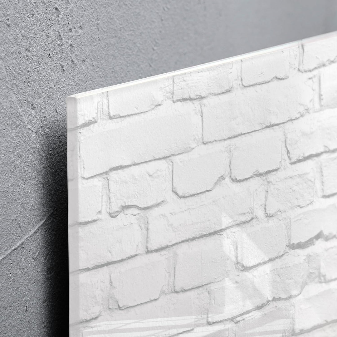 SIGEL GL164 Premium Glas-Magnettafel 48 x 48 cm Motiv White-Klinker hochglänzend, TÜV geprüft, einfa