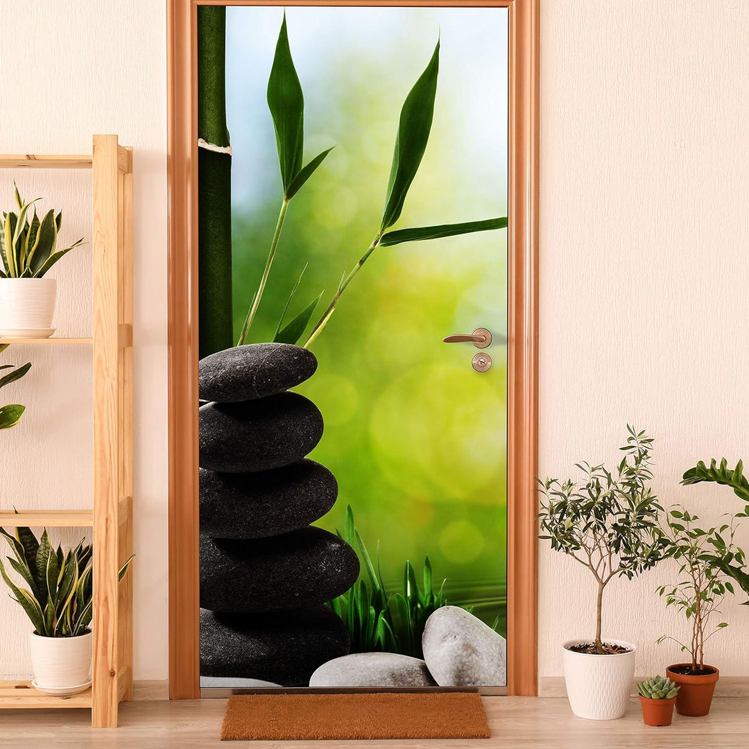 wandmotiv24 Türtapete Abstrakte asiatische Badekurortkunst 90 x 200cm (B x H) - Dekorfolie selbstkle