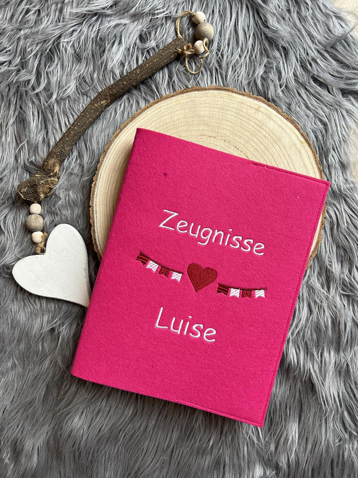 Zeugnismappe A4 aus Filz | personalisiert | hochwertig bestickt | Schulkind | Geschenk | Schulstart