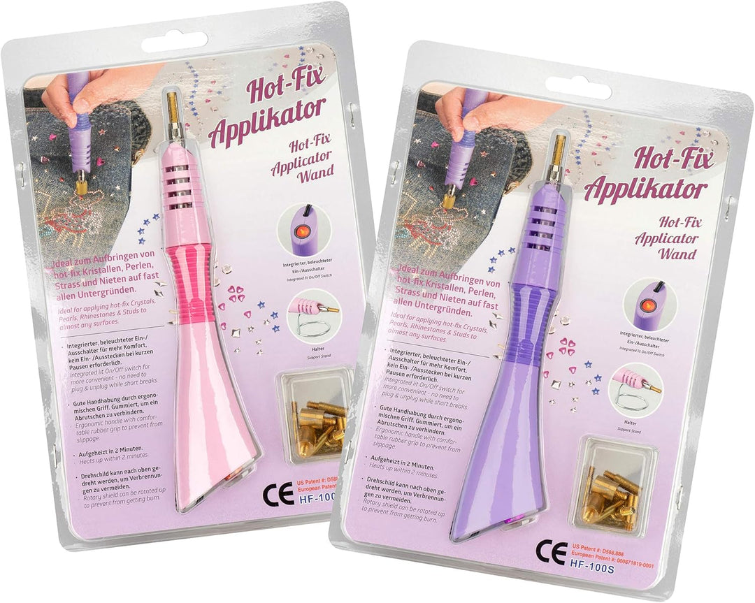 Hot Fix Applikator 7 Aufsätze + Mini-Bügelaufsatz (violett)